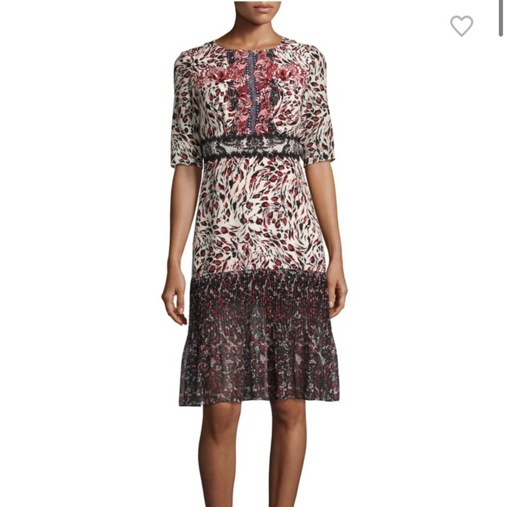 SALONI Leopard + Lace Vera Midi Dress